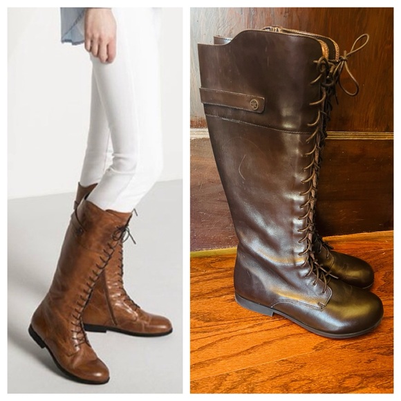 Birkenstock Shoes - 41N Birkenstock Longford Tall Lace-Up Riding Boots - Dark Brown
